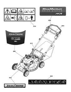 Decals Group (7502721a) Diagram and Parts List for 7800858-JM26 2012 Briggs and Stratton Lawn Mower
